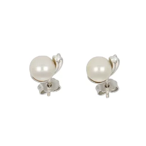 ORECCHINI ORO BIANCO CON PERLA E DIAM MMPERLA 3X2 DIAM 0.01X2 GVS1