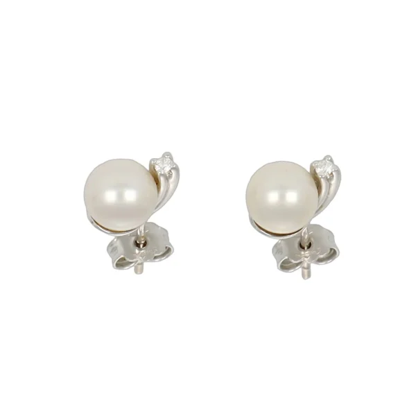 ORECCHINI ORO BIANCO CON PERLA E DIAM MMPERLA 3X2 DIAM 0.01X2 GVS1