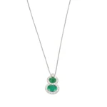COLLANA ORO BIANCO CON DIAMANTI E SMAERALDI KT SMERALDI COMPLETO DI CERTIFICATO IGI