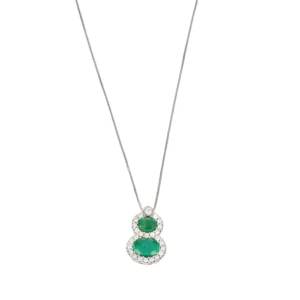 COLLANA ORO BIANCO CON DIAMANTI E SMAERALDI KT SMERALDI COMPLETO DI CERTIFICATO IGI