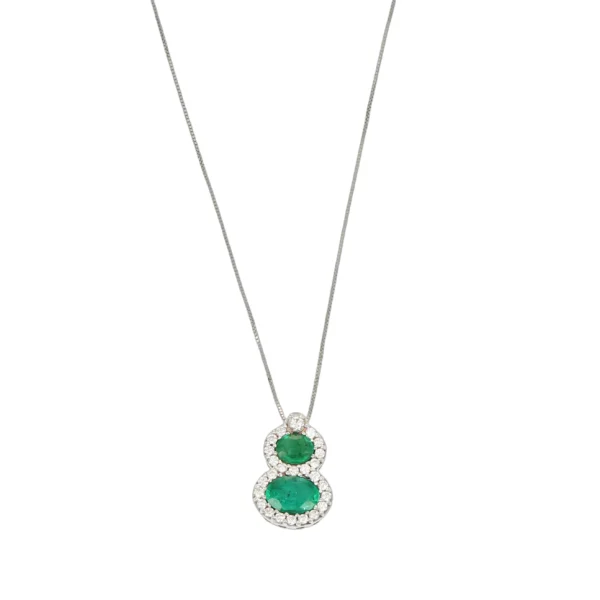 COLLANA ORO BIANCO CON DIAMANTI E SMAERALDI KT SMERALDI COMPLETO DI CERTIFICATO IGI