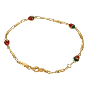 BRACCIALE ORO GIALLO CON FRAGOLE SMALTATE