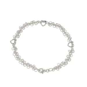 BRACCIALE ORO BIANCO CON CUORI
