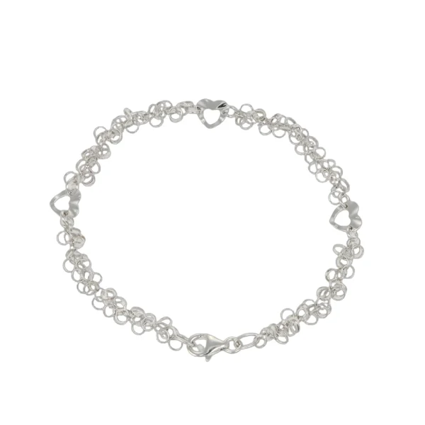 BRACCIALE ORO BIANCO CON CUORI
