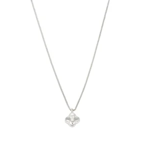 COLLANA ORO BIANCO CON DIAM FIORE KT 0.05 GVS1