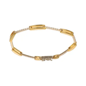 BRACCIALE DUE ORI A FASCETTE CON ZIRCONI