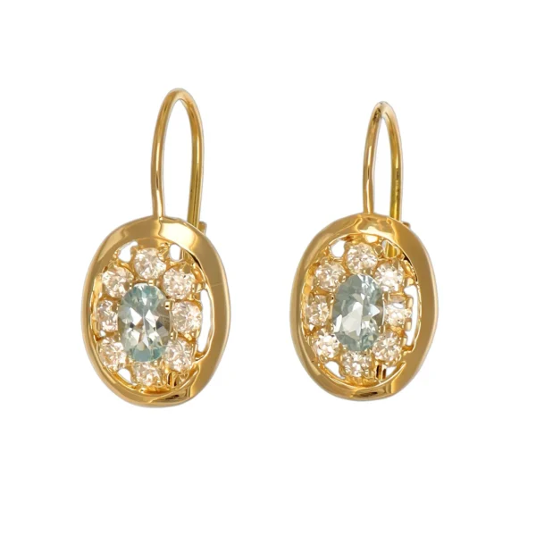ORECCHINI ORO GIALLO CON ZIRC CELESTI E BIANCHI