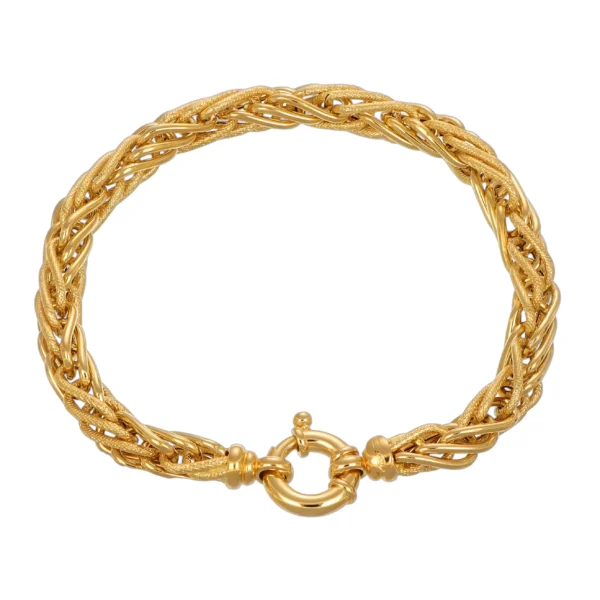 BRACCIALE ORO GIALLO LUCIDO SATINATO INTRECCIATO