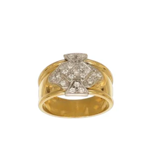 ANELLO DUE ORI FASCIA CON ZIRCONI BIANCHI