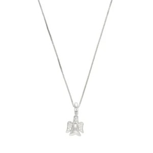 COLLANA ORO BIANCO CON CIONDOLO ANGIOLETTO E ZIRCONI