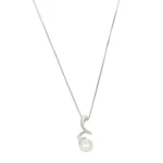 COLLANA ORO BIANCO CON PERLA 4 MM E DIAMANTI 0.03 TOT