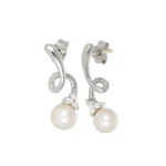 ORECCHINI ORO BIANCO CON PERLA 4 MM E DIAMANTI KT 0.06 TOT.