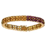 BRACCIALE ORO GIALLO TENNIS CON ZIRCONI COLORATI
