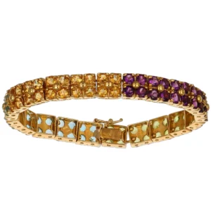 BRACCIALE ORO GIALLO TENNIS CON ZIRCONI COLORATI