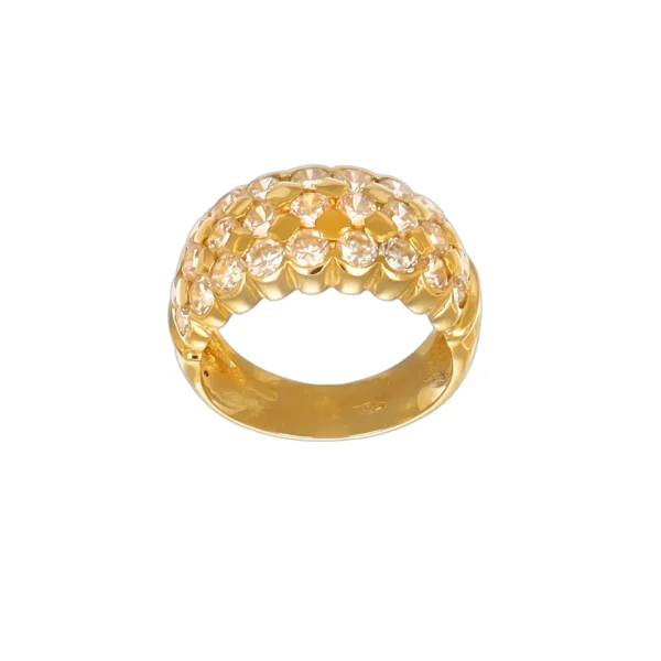 ANELLO ORO GIALLO FASCIA CON ZIRCONI BIANCHI