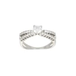 ANELLO ORO BIANCO SOLITARIO CON ZIRCONI BIANCHI