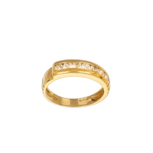 ANELLO ORO GIALLO RIVIERA CON ZIRCONI BIANCHI