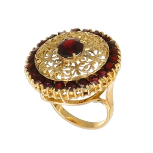 ANELLO ORO GIALLO CON GRANATE