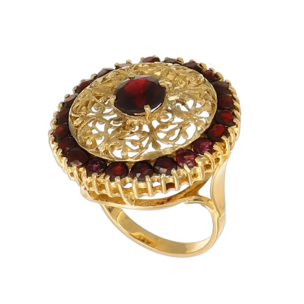 ANELLO ORO GIALLO CON GRANATE