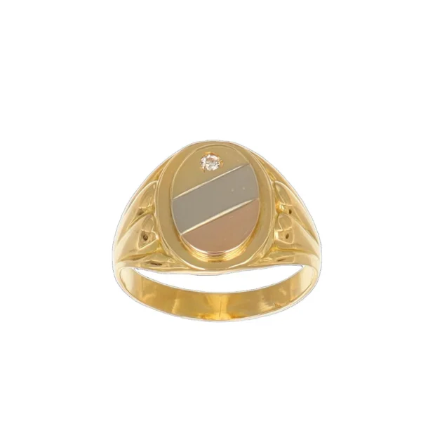 ANELLO TRE ORI CON ZIRCONE BIANCO