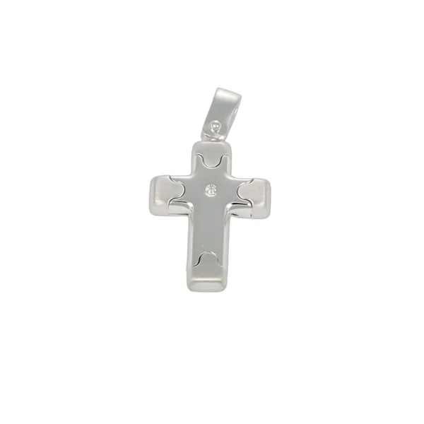 CIONDOLO ORO BIANCO CROCE KT 0.01 G VS1
