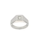 ANELLO ORO BIANCO UOMO SOLITARIO CON DIAMANTE KT 0.06