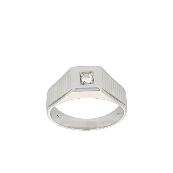 ANELLO ORO BIANCO UOMO SOLITARIO CON DIAMANTE KT 0.06