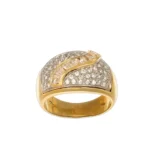 ANELLO DUE ORI PAVEE FASCIA CON ZIRCONI
