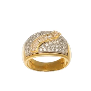 ANELLO DUE ORI PAVEE FASCIA CON ZIRCONI
