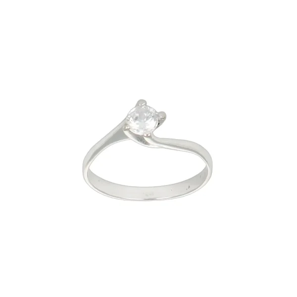 ANELLO ORO BIANCO CON ZIRC BIANCO