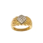 ANELLO DUE ORI FASCIA CON ZIRCONI BIANCHI