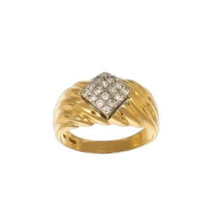 ANELLO DUE ORI FASCIA CON ZIRCONI BIANCHI