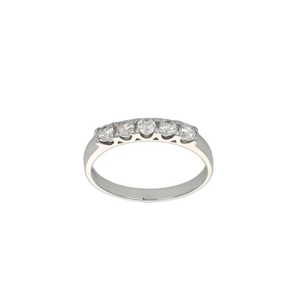 ANELLO ORO BIANCO  RIVIERA  CON ZIRCONI  BIANCHI