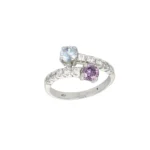 ANELLO ORO BIANCO CONTRARIÈ CON ZIRCONI BIANCHI E COLORATI
