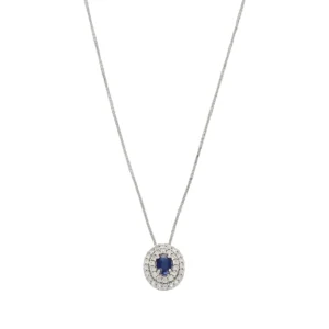 COLLANA ORO BIANCO CO ZAFFIRO BLU E DOPPIO GIRO DI DIAMANTI BLISS kt 0.34GSI