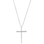 COLLANA ORO BIANCO CROCE CON DIAM KT 0.01X18 GVS1