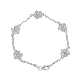 BRACCIALE ORO BIANCO CON FIORE LUCIDO SATINATO
