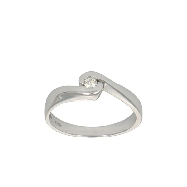 ANELLO ORO BIANCO SOLITARIO CON DIAMANTE KT 0.05 GVS1