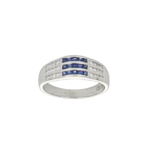 ANELLO ORO BIANCO LUC SAT CON ZIRC B E BLU