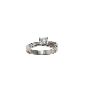 ANELLO ORO BIANCO SOLITARIO CON DIAMANTE KT 0.20 GVS1