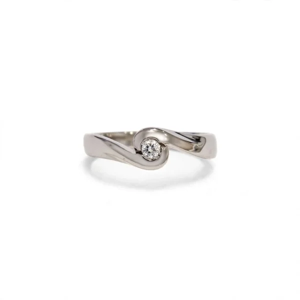 ANELLO ORO BIANCO SOLITARIO CON DIAMANTE KT 0.05 GVS1