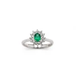 ANELLO ORO BIANCO CON SMERALDO DIAM RE CARLO
