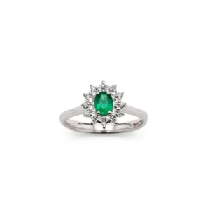 ANELLO ORO BIANCO CON SMERALDO DIAM RE CARLO