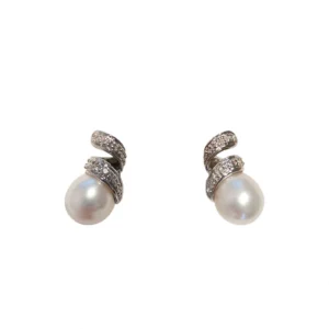 ORECCHINI ORO BIANCO CON PERLE E DIAMANTI  KT 0.04 H KIARA