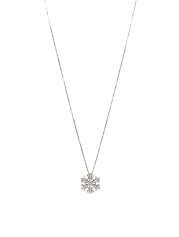 COLLANA ORO BIANCO FIOCCO DI NEVE CON DIAMANTI SALVINI KT 0.16 F/G VS COMPLETO DI CERTIFICATO DI GARANZIA IGI