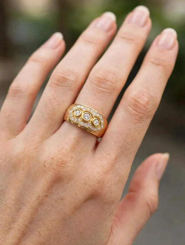 ANELLO ORO GIALLO FASCIA CON DIAMANTI COMPLETO DI CERTIFICATO DI GARANZIA IGI