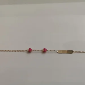 BRACCIALE ORO GIALLO CON TARGHETTA CUORICINI SMALTATI