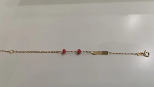 BRACCIALE ORO GIALLO CON TARGHETTA CUORICINI SMALTATI