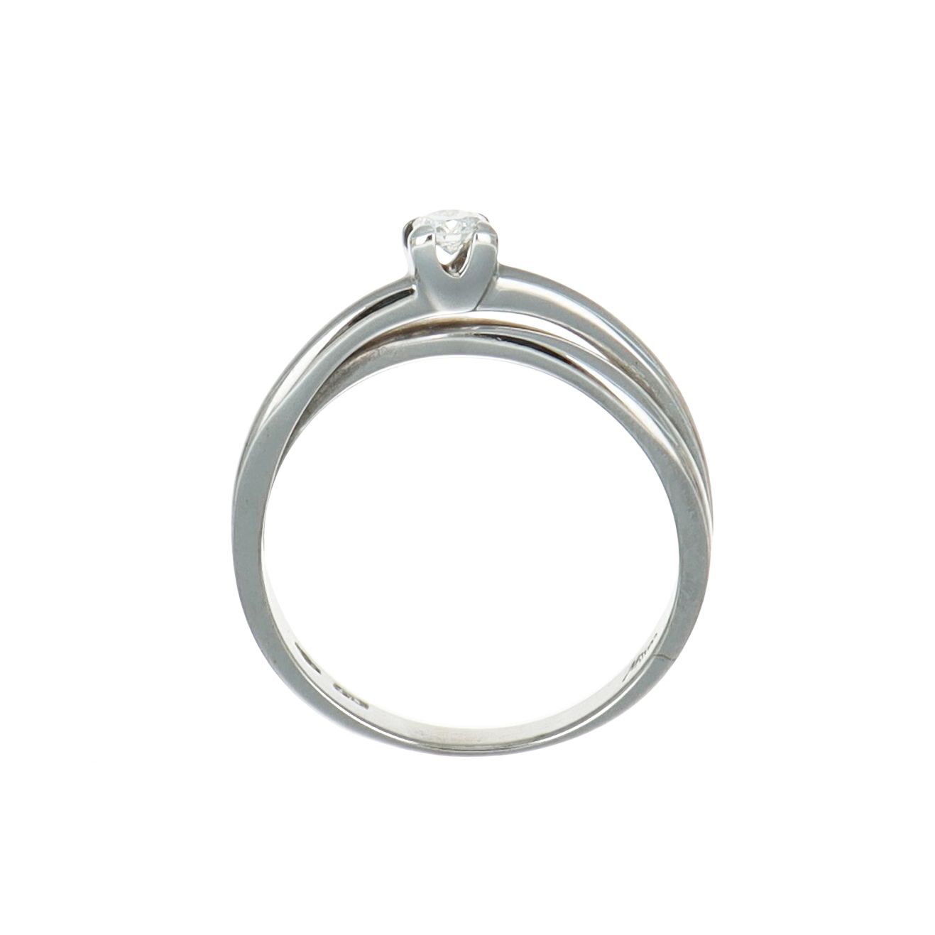 Anello oro bianco solitario con diamante Miluna, altra vista