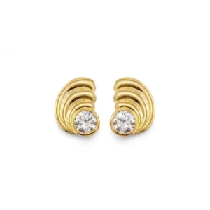 ORECCHINI ORO GIALLO VENTAGLIO CON ZIRCONI BIANCHI